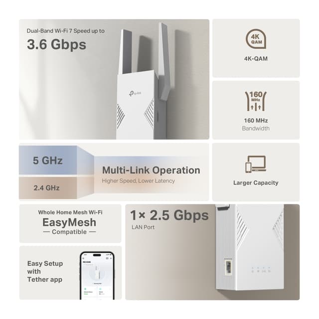 TP-Link RE235BE WiFi 7 wifi-forlænger