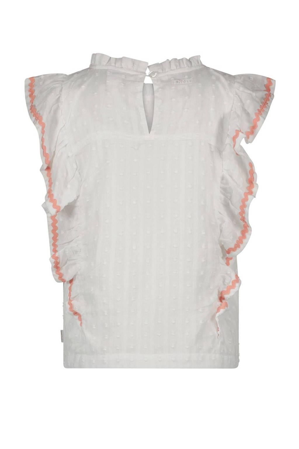 B.Nosy top B.Sunkissed met all over print en ruches wit/oranje