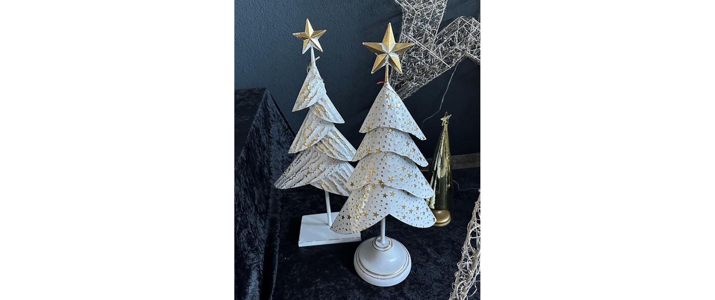 Weihnachtsfigur Christbaum 12 x 30 x 59 cm, Gold/WeissWeihnachtsbaum