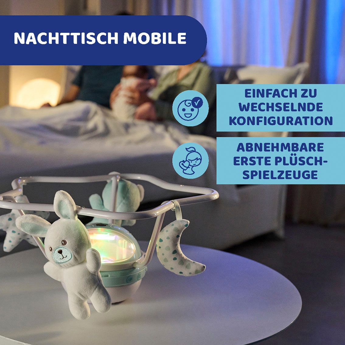 Chicco Mobile »3in1, blau« mit Regenbgenprojektion