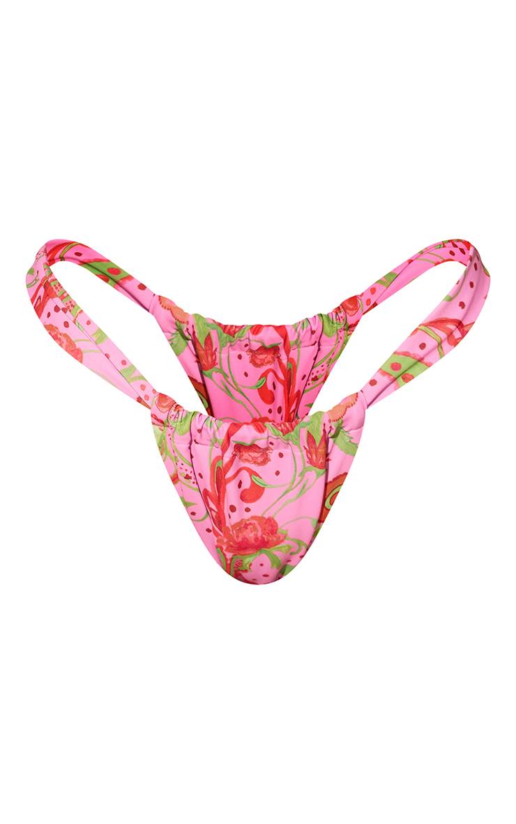 Rose Culotte De Bikini Tanga À Imprimé Abstrait Paisley