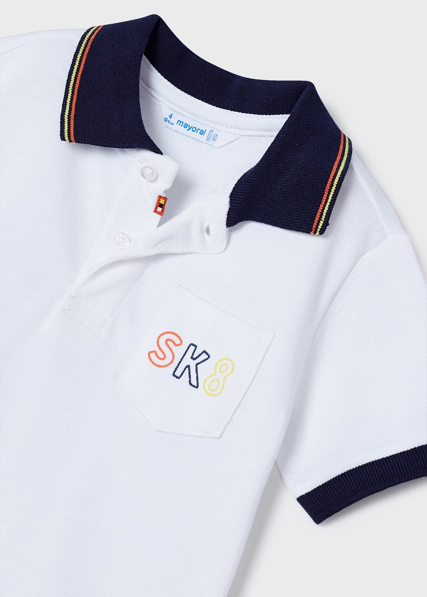 Camisa polo de manga curta com estampa, feita de algodão para meninos
