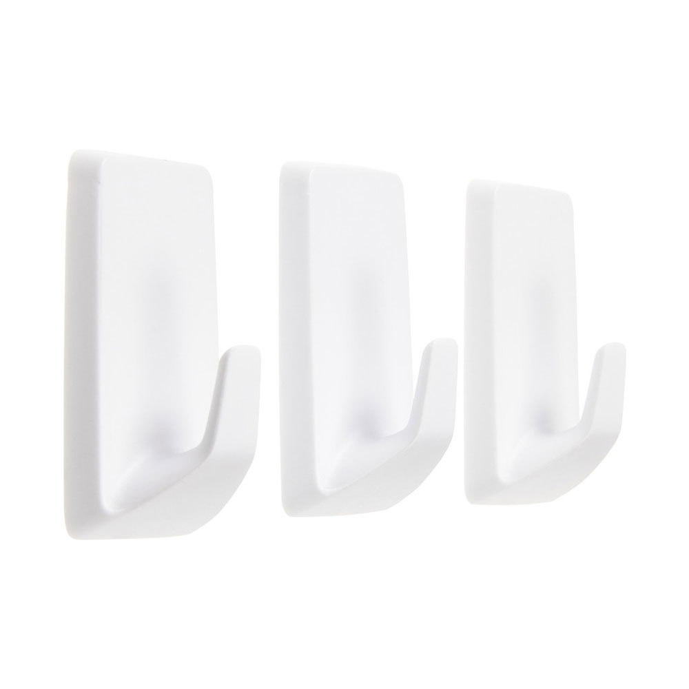 (3er Set) 14x34mm Powerstrips Small Haken Selbstklebender Handtuch / Kleiderhaken (57072-00000-20) - Weiss