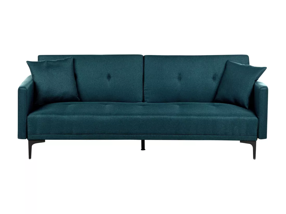 Canapé convertible 3 places en tissu bleu azur LUCAN