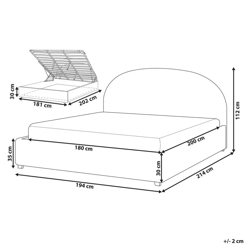 VAUCLUSE - Bed met opbergruimte - Lichtblauw - 180 x 200 cm - Stof
