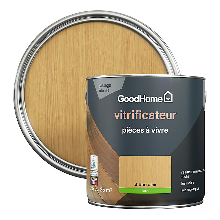 Vitrificateur pièces à vivre GoodHome chêne clair satin 2,5L