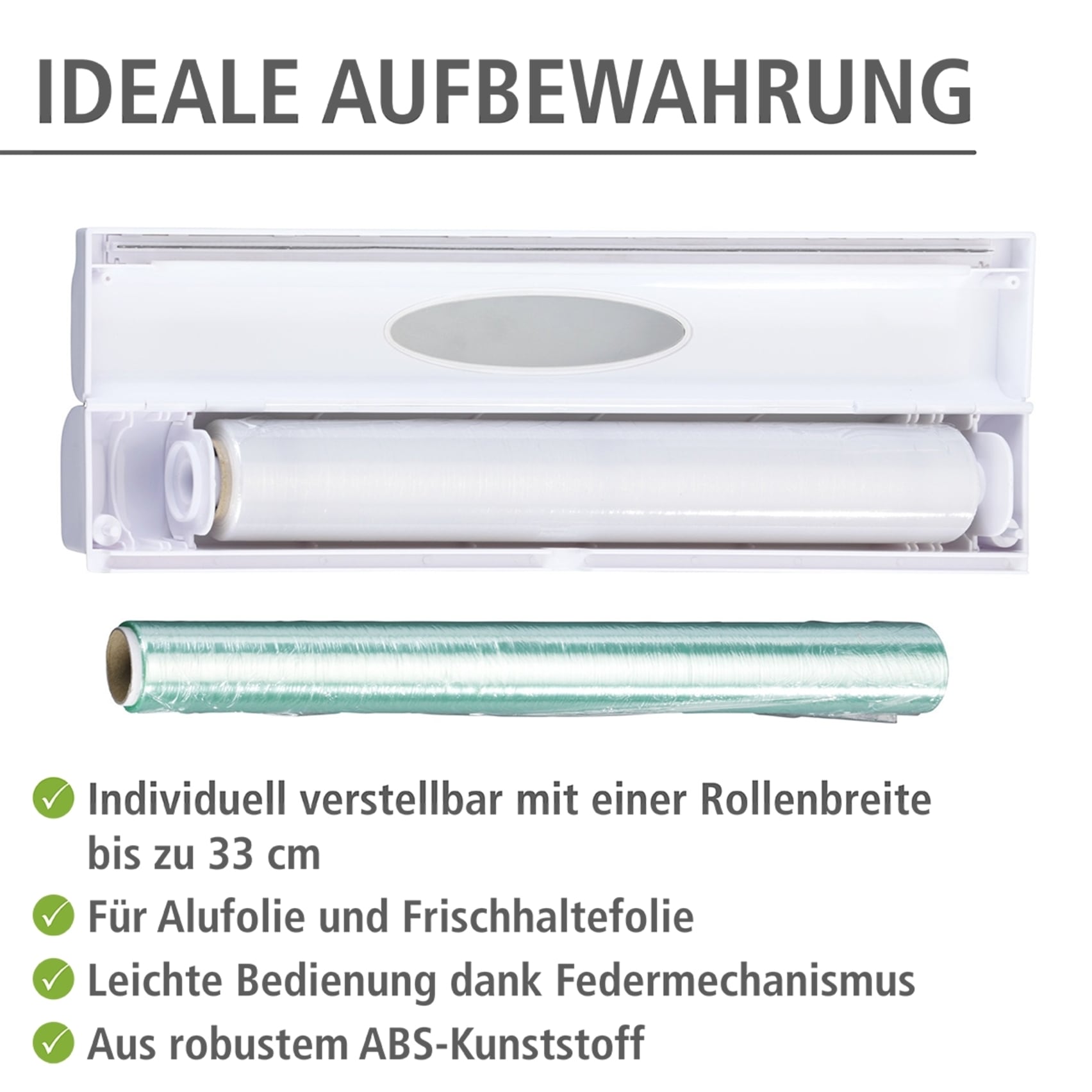 WENKO Folienspender »Modell Perfect-Cutter« für Folienrollen bis 33 cm Breite, für Alufolien und Frischhaltefolien