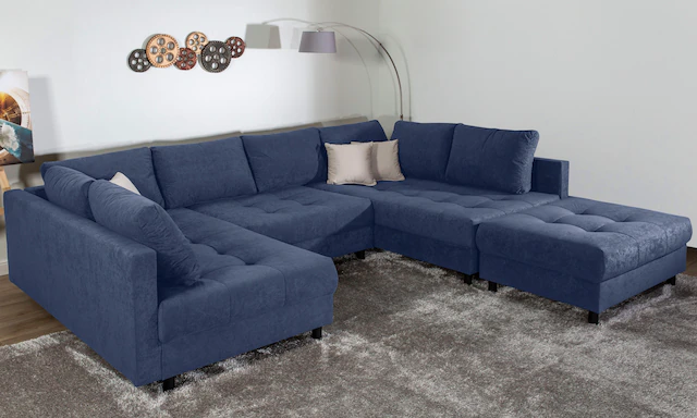 COLLECTION AB Wohnlandschaft »Toni U-Form, B: 298 cm« mit Hocker & 3 Zierkissen, Federkern