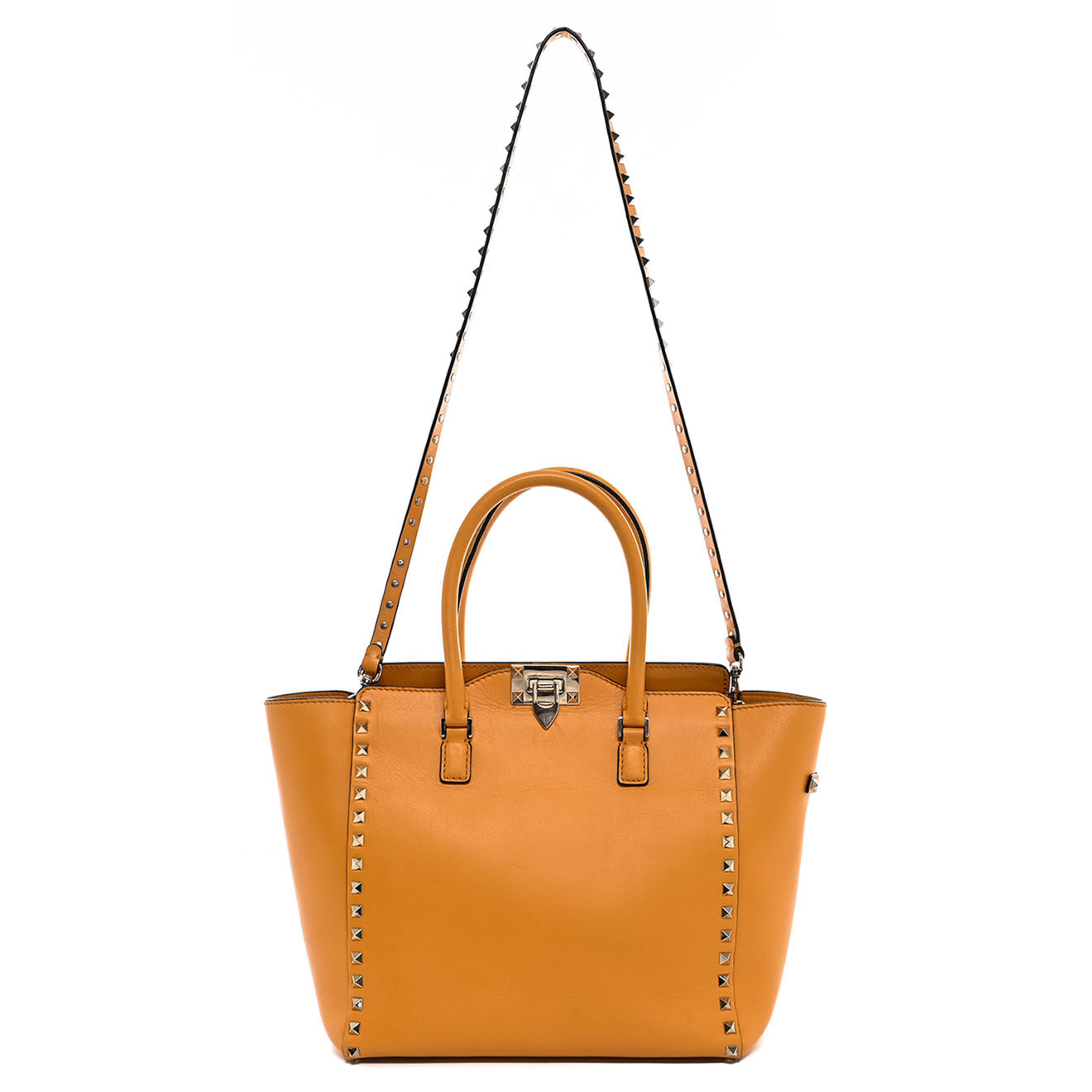 Valentino Sac cabas Rockstud en Cuir orange - Très bon état - L.26 cm