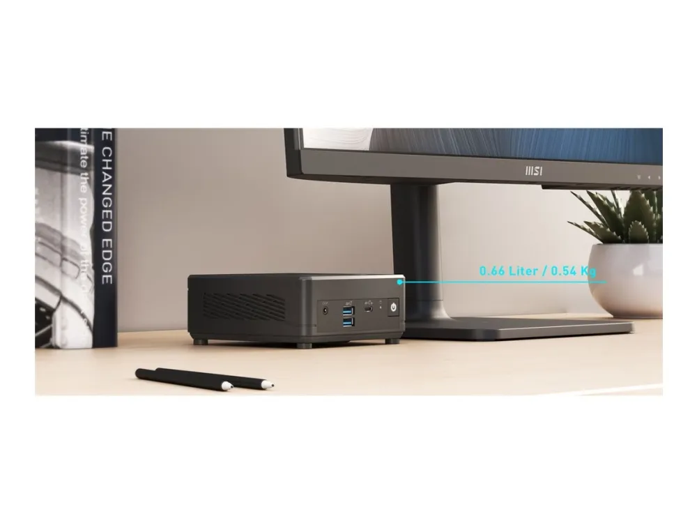 MSI Cubi N ADL 002EU - Mini PC N-series N100 / op til 3.4 GHz - RAM 4 GB - SSD 128 GB - NVMe - UHD Graphics - Gigabit Ethernet - Win 11 Pro - skærm: ingen - sort