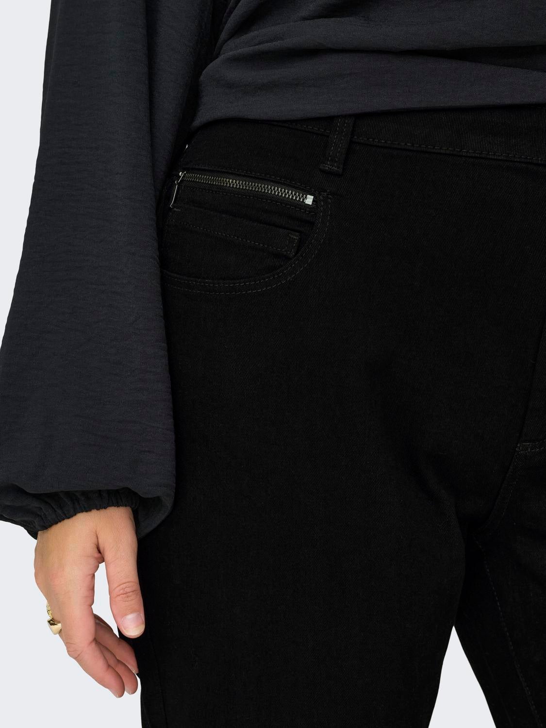 CARSANDRA Hohe Taille Ausgestellt Jeans Black