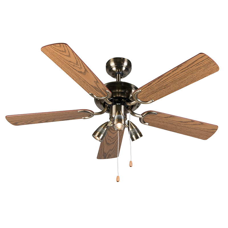 QAZQA Plafondventilator brons met hout 110cm 3-lichts met