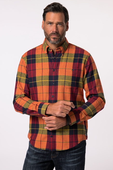 JP 1880 Karo-Flanellhemd, Buttondown-Kragen, Modern Fit, bis 8 XL