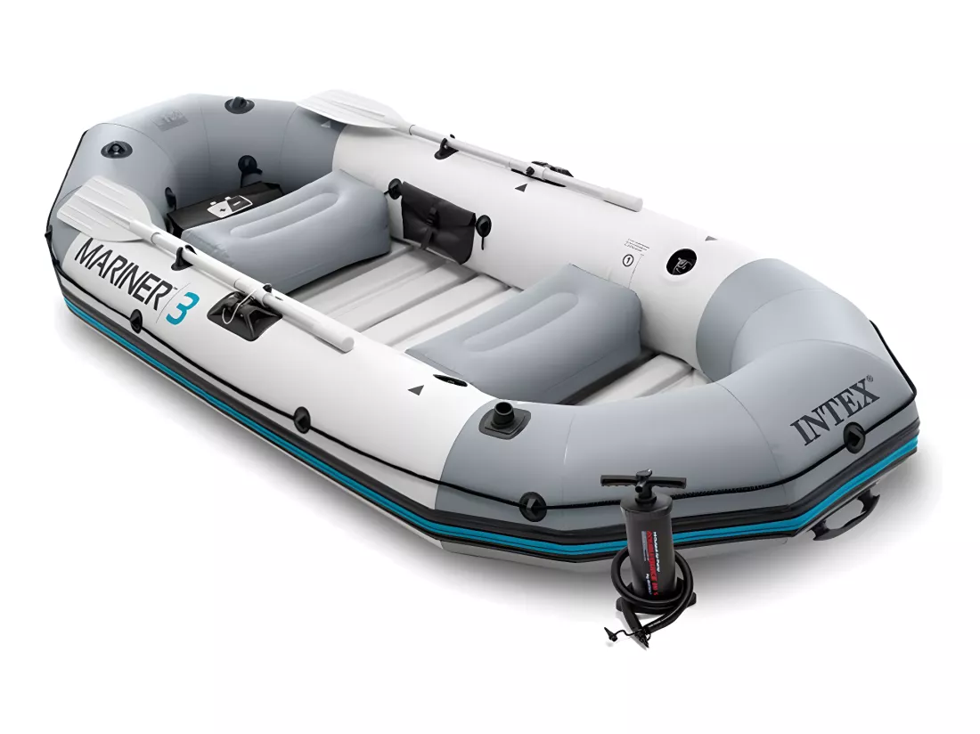 Kit bateau gonflable 3 places Mariner 3 avec rames et gonfleur - Intex