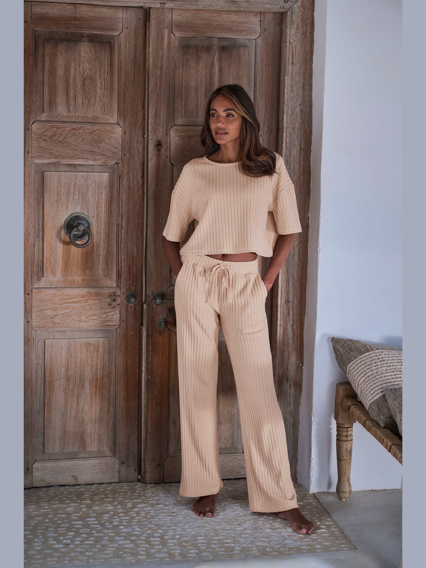 Pantalon d'intérieur pantalon côtelé avec jambes larges