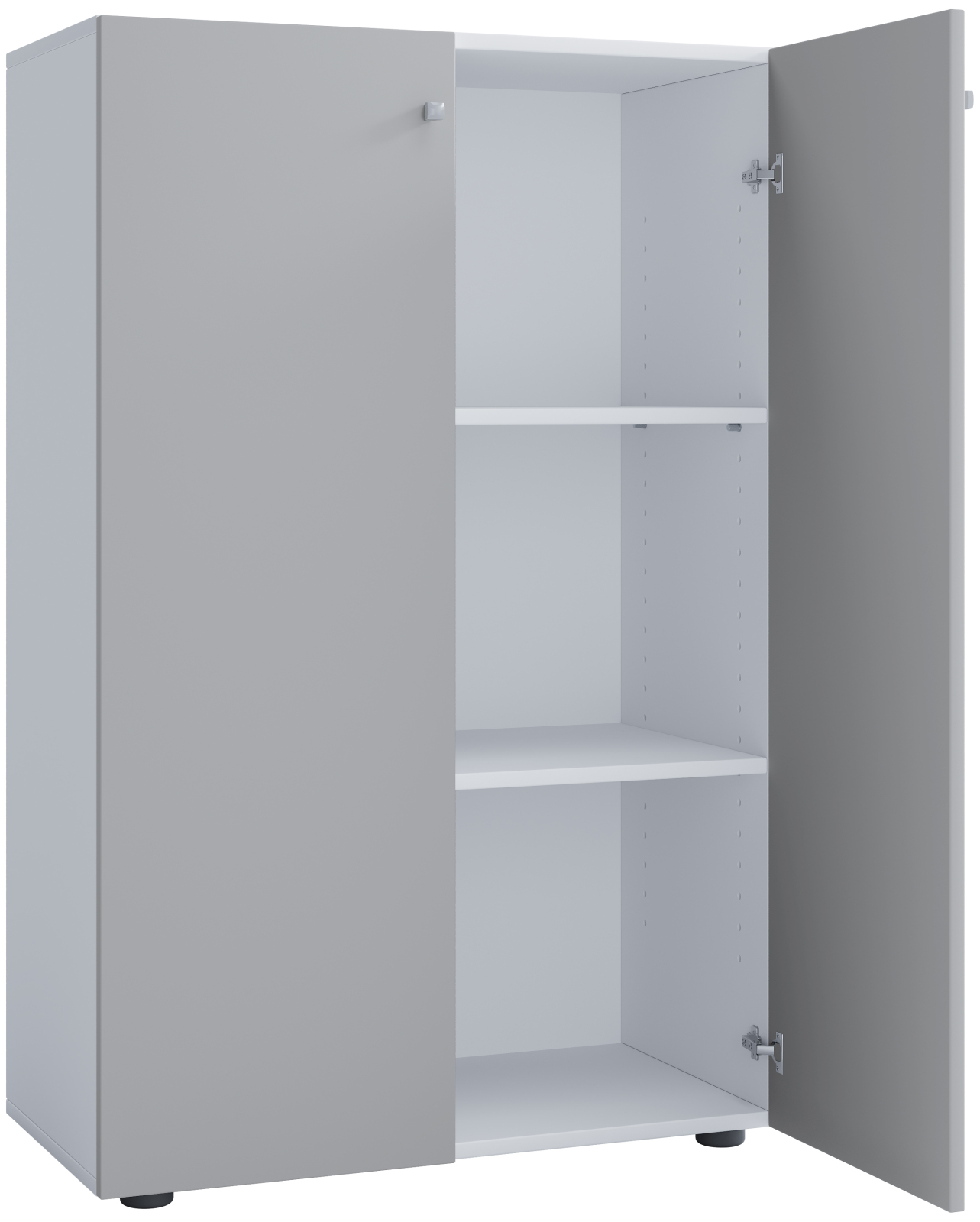 Büroschrank LONA XL - grau - weiß - mit Drehtüren - 110 cm hoch