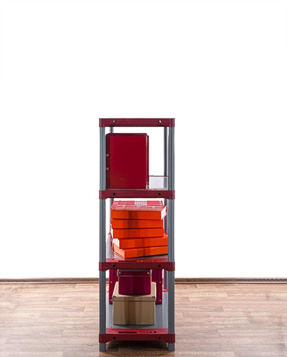 PROREGAL Kunststof Plank Grey Bear Laag HxBxD 138 x 90 x 46 cm Plank Draagvermogen 120 kg Grijs/Rood