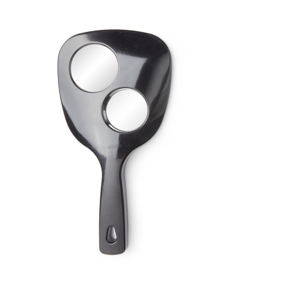 Miroir à main double face grossissant plastique noir