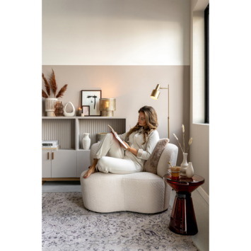 WOOOD fauteuil Stone crème bouclé stof met leuning rechts