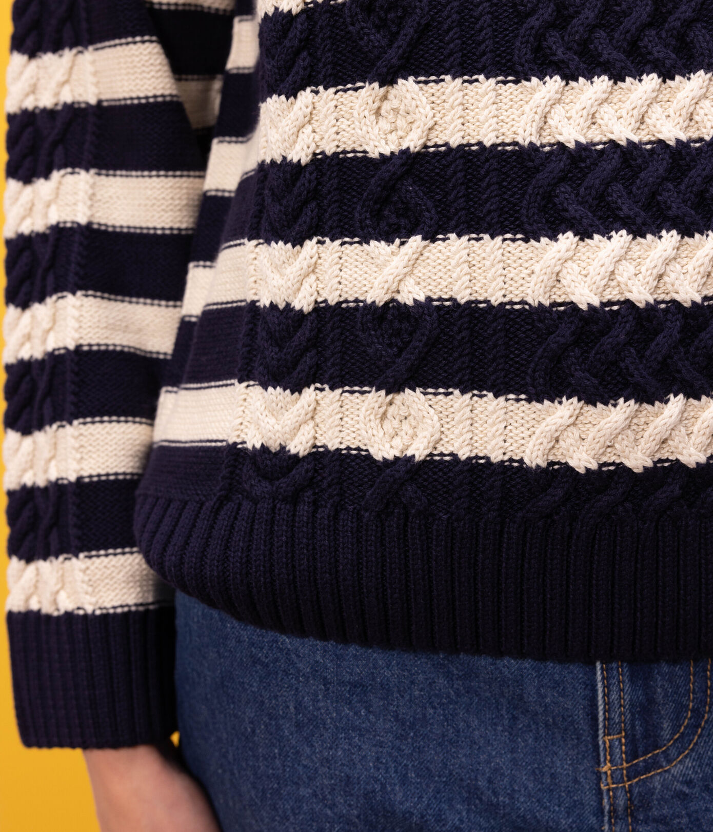 Pull irlandais à rayures en coton Femme