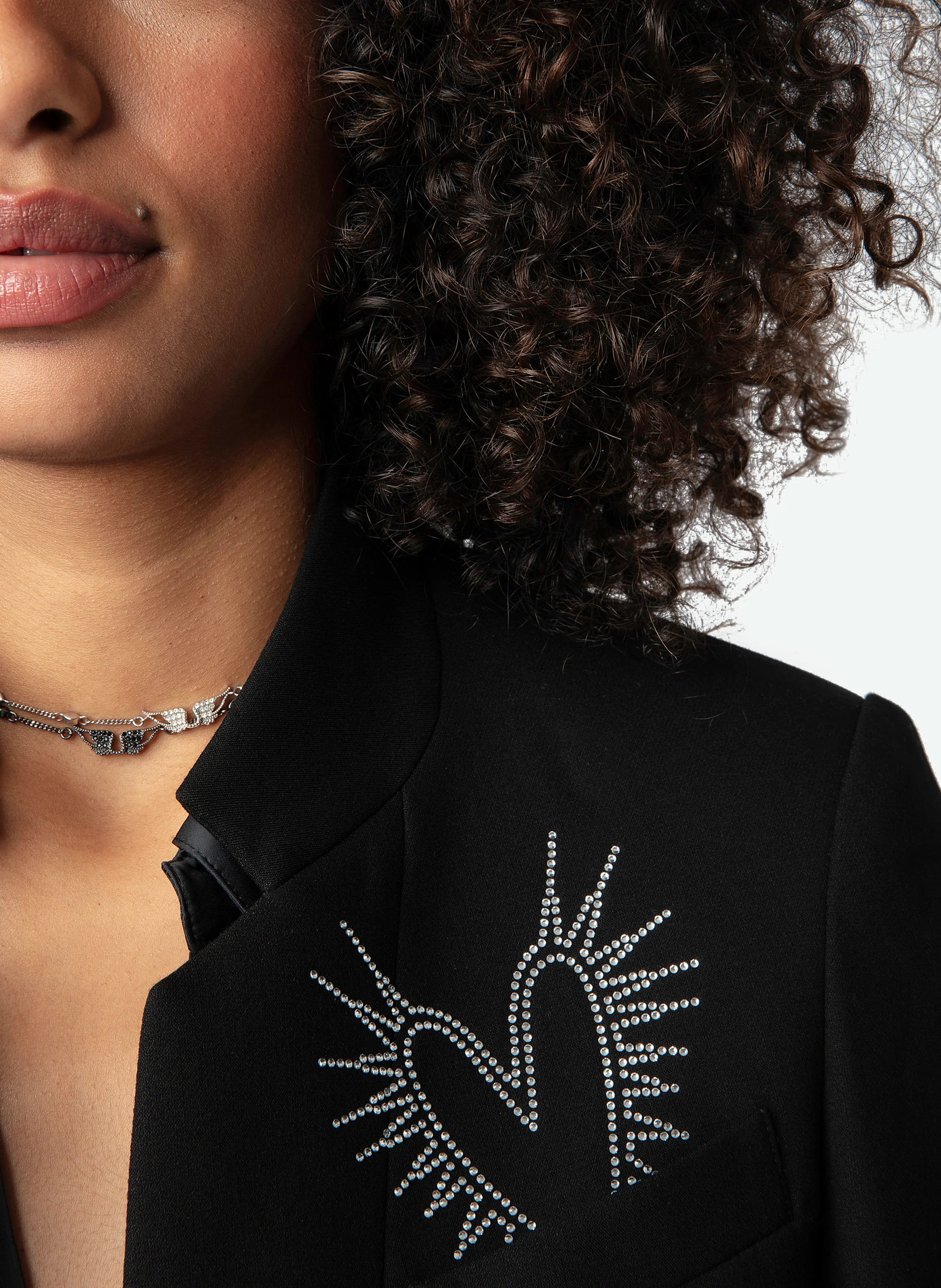 VERY - Veste blazer droit à strass | Noir