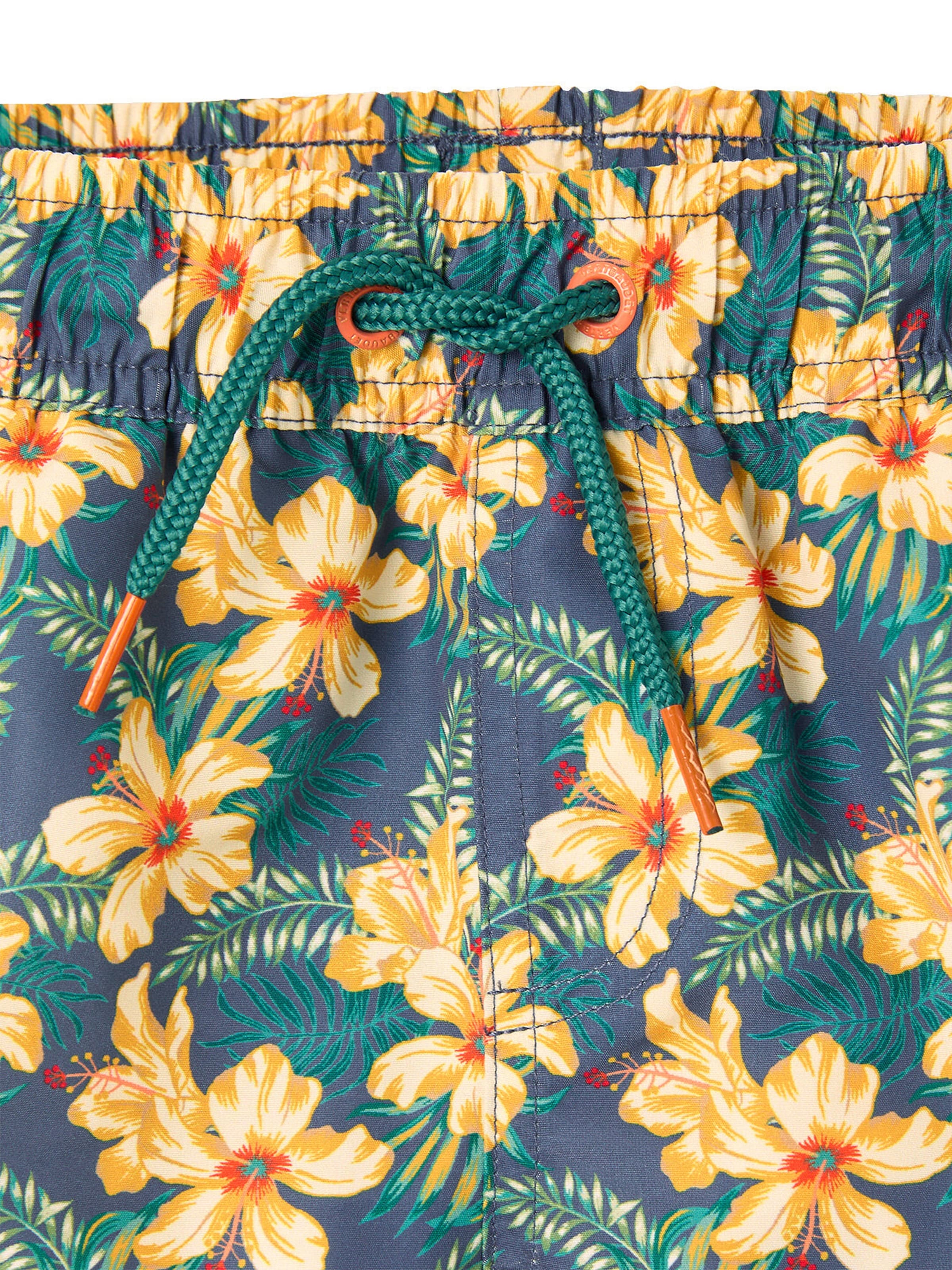 Vertbaudet Jungen Badeshorts mit Hawaiiblumen marine