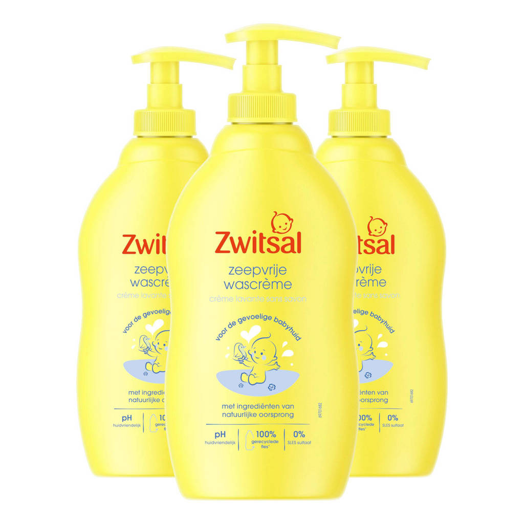 Fijn product, met handige dispenserzeepvrije wascrème Baby - 3 x 400 ml
