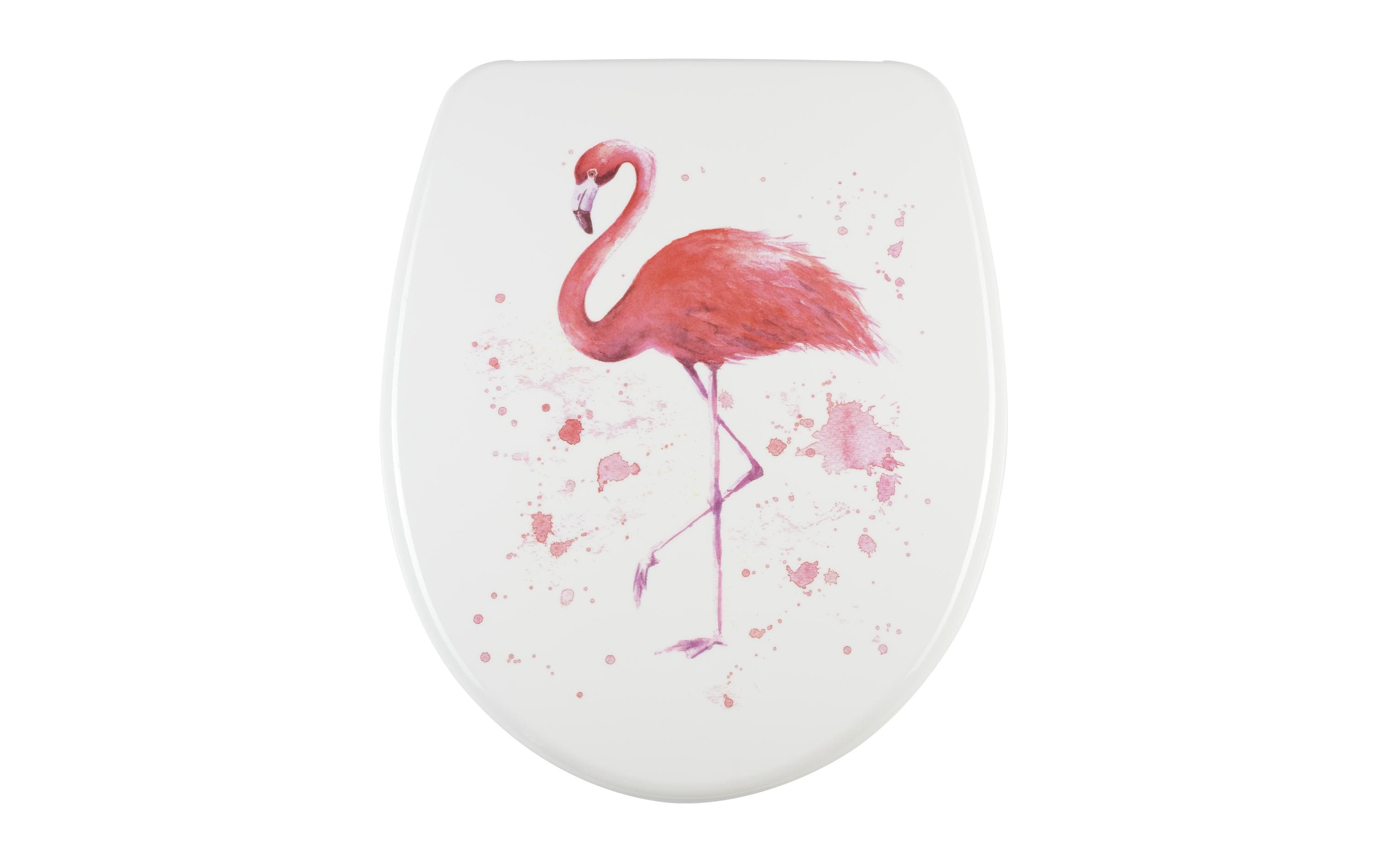 Toilettensitz Flamingo mit Absenkautomatik, Weiss/RosaWC-Sitz