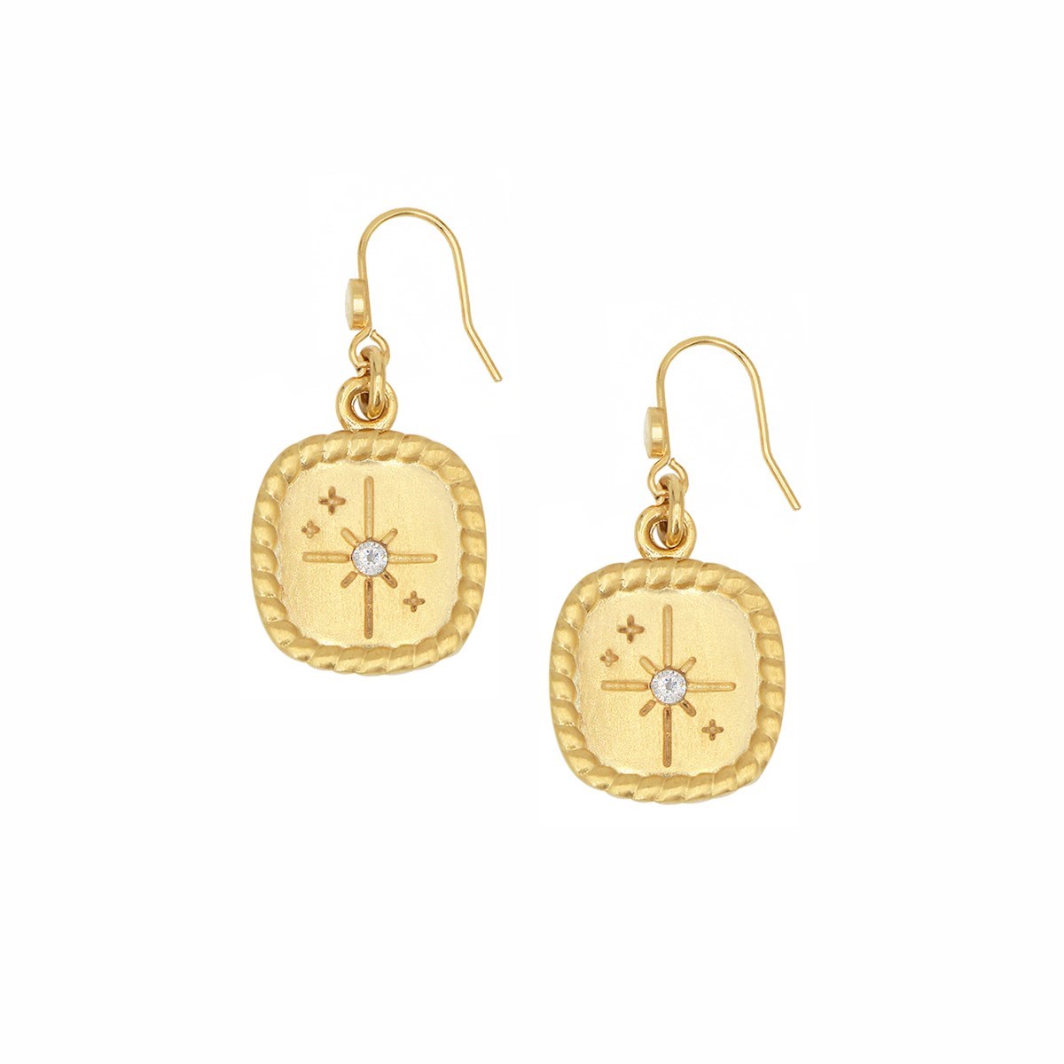 Boucles d'oreilles oeil et zircon doré à l'or fin 24K MINI ORACLES