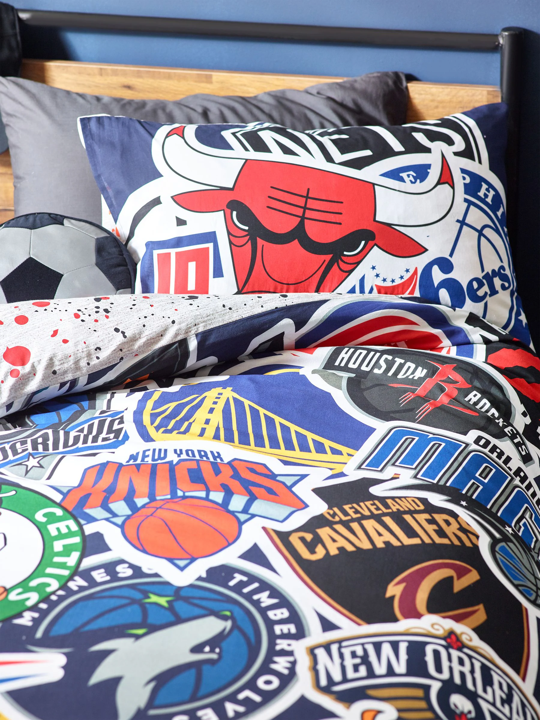 NBA 100% katoenen Dekbedovertrek en kussensloop Set voor eenpersoonsbed