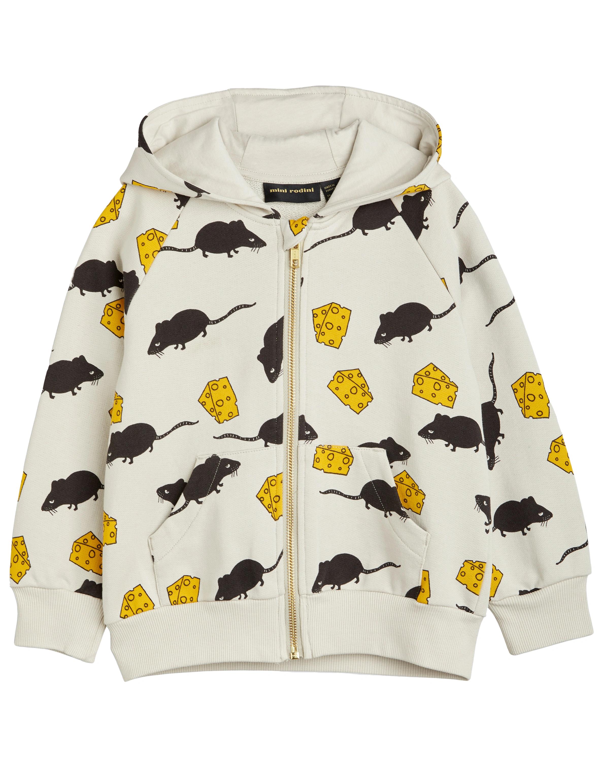 Kapuzen-Sweatjacke MOUSE AOP in light grey
