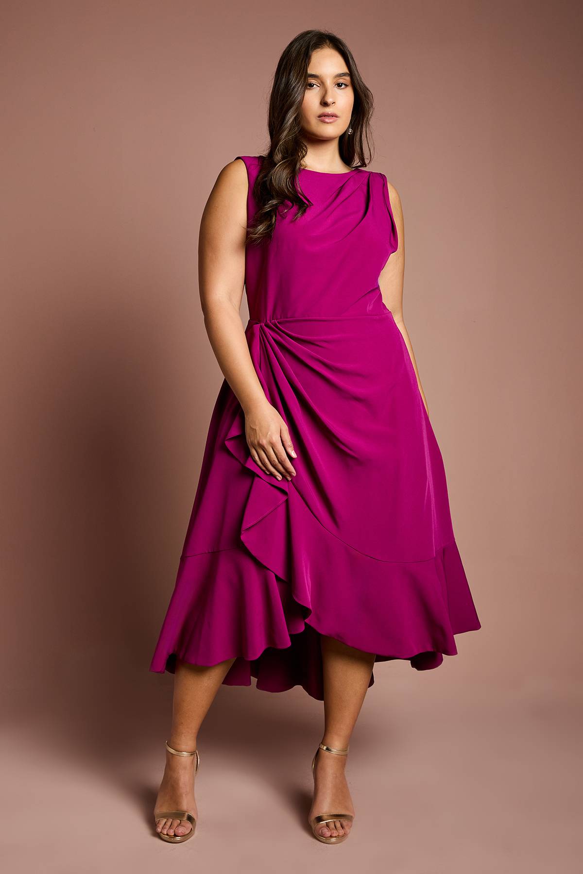 Coast Robe à Volants en Crêpe Grande Taille