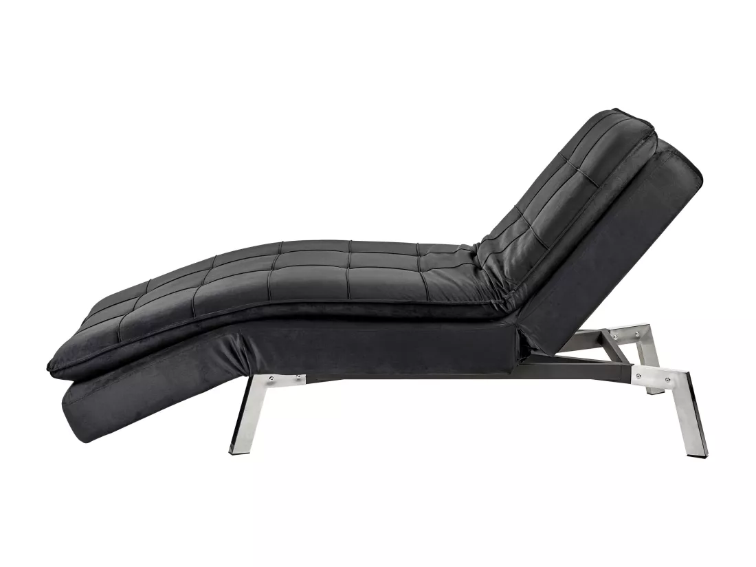 Chaise longue en velours noir LOIRET