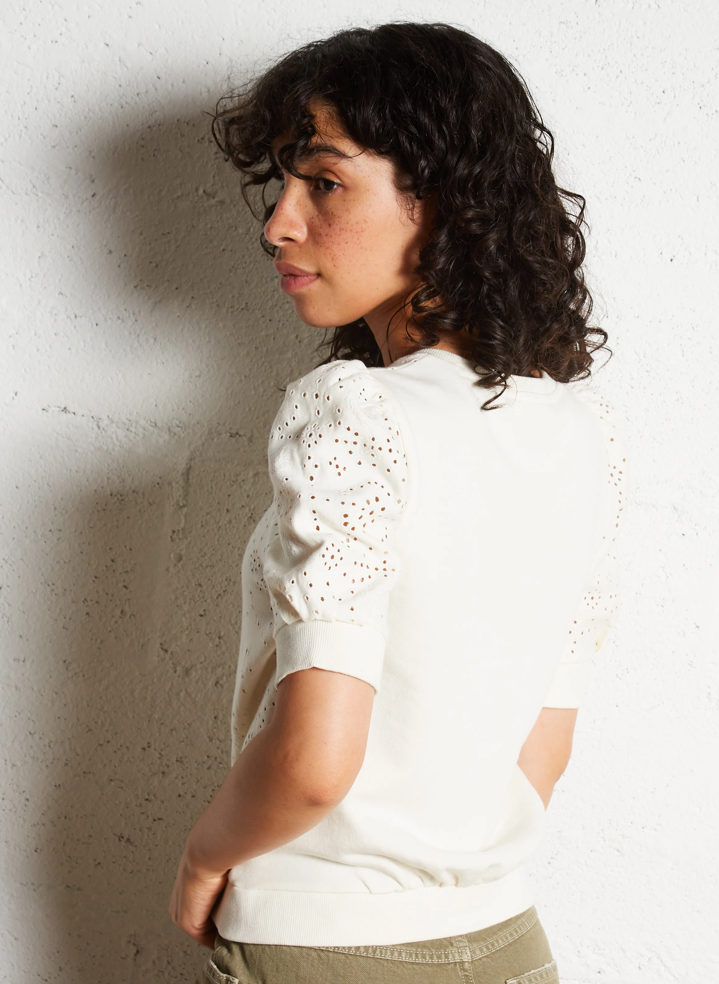 LAEL - Tee-shirt col rond en coton | Beige