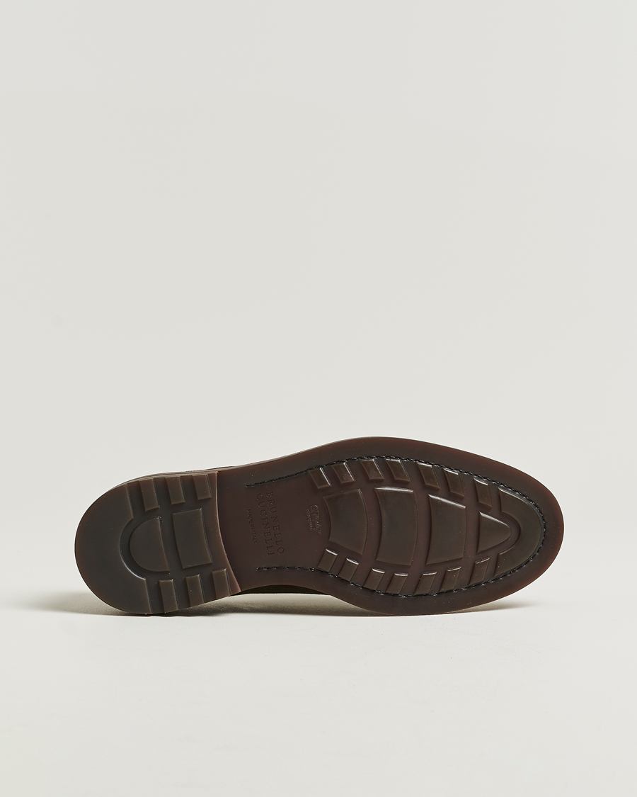 Brunello Cucinelli Plain Toe Derby Dark Brown Suede