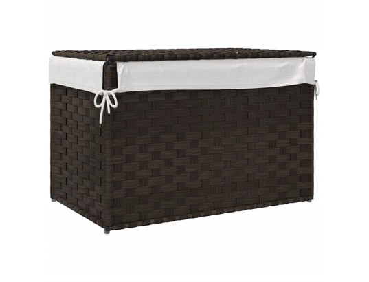 VIDAXL - Panier à linge avec couvercle marron foncé résine tressée