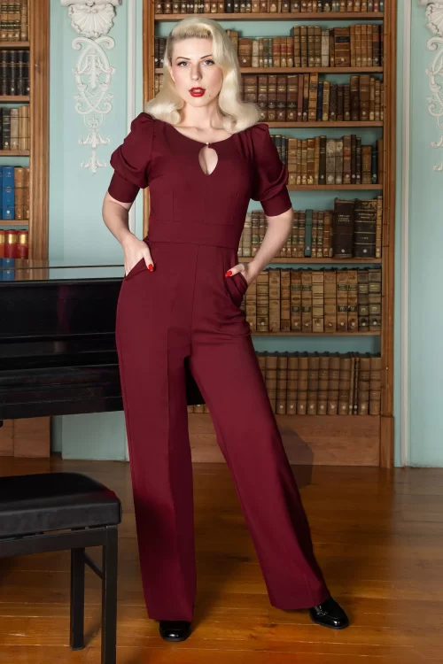 Vintage Diva  The Graziella jumpsuit in bordeauxrood