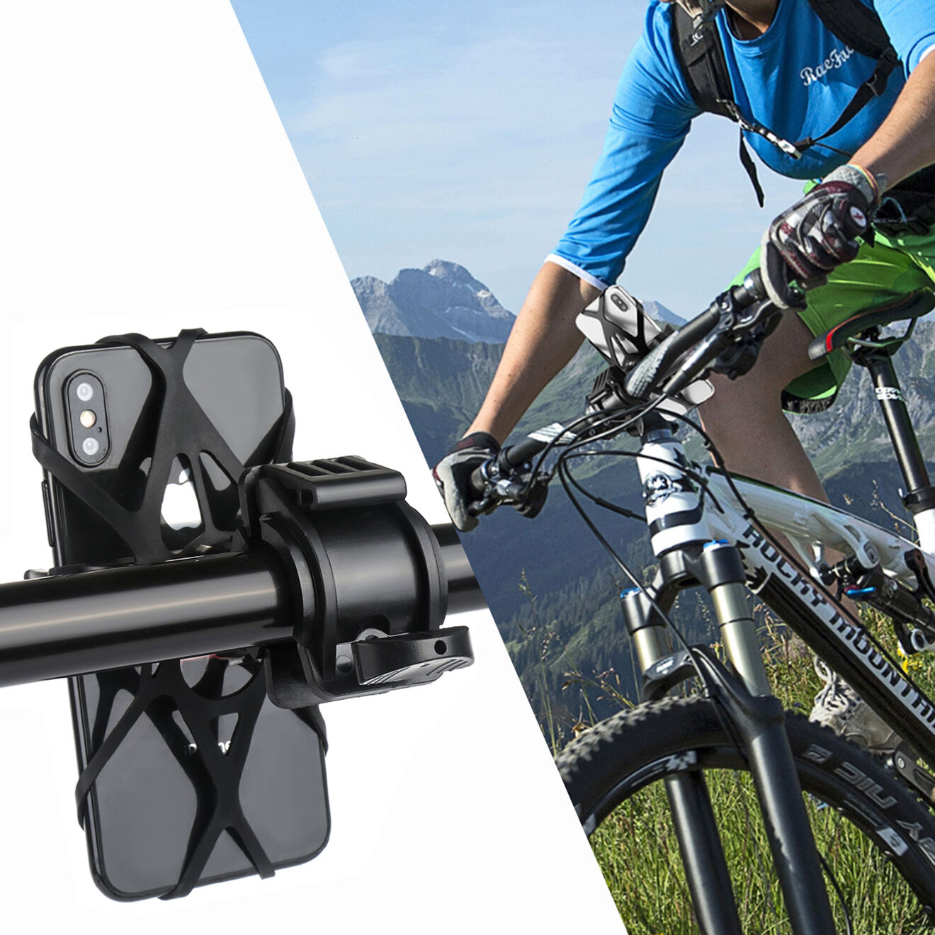 Onamaste Support de vélo pour smartphone noir