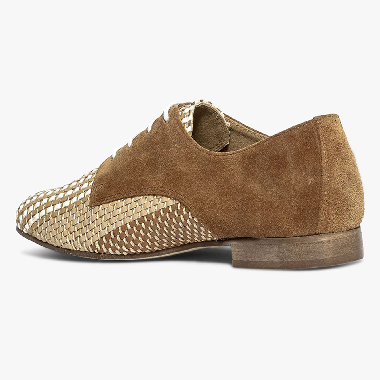 Bocage Derbies en Velours de Cuir bimatières Arel cognac
