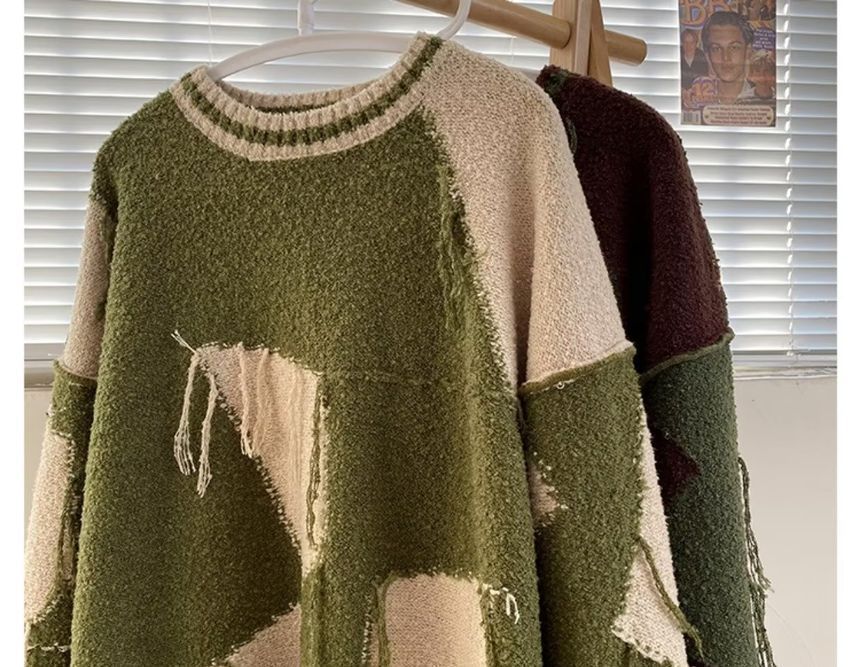 Savenne - Gebreide top met lange mouwen en ronde hals