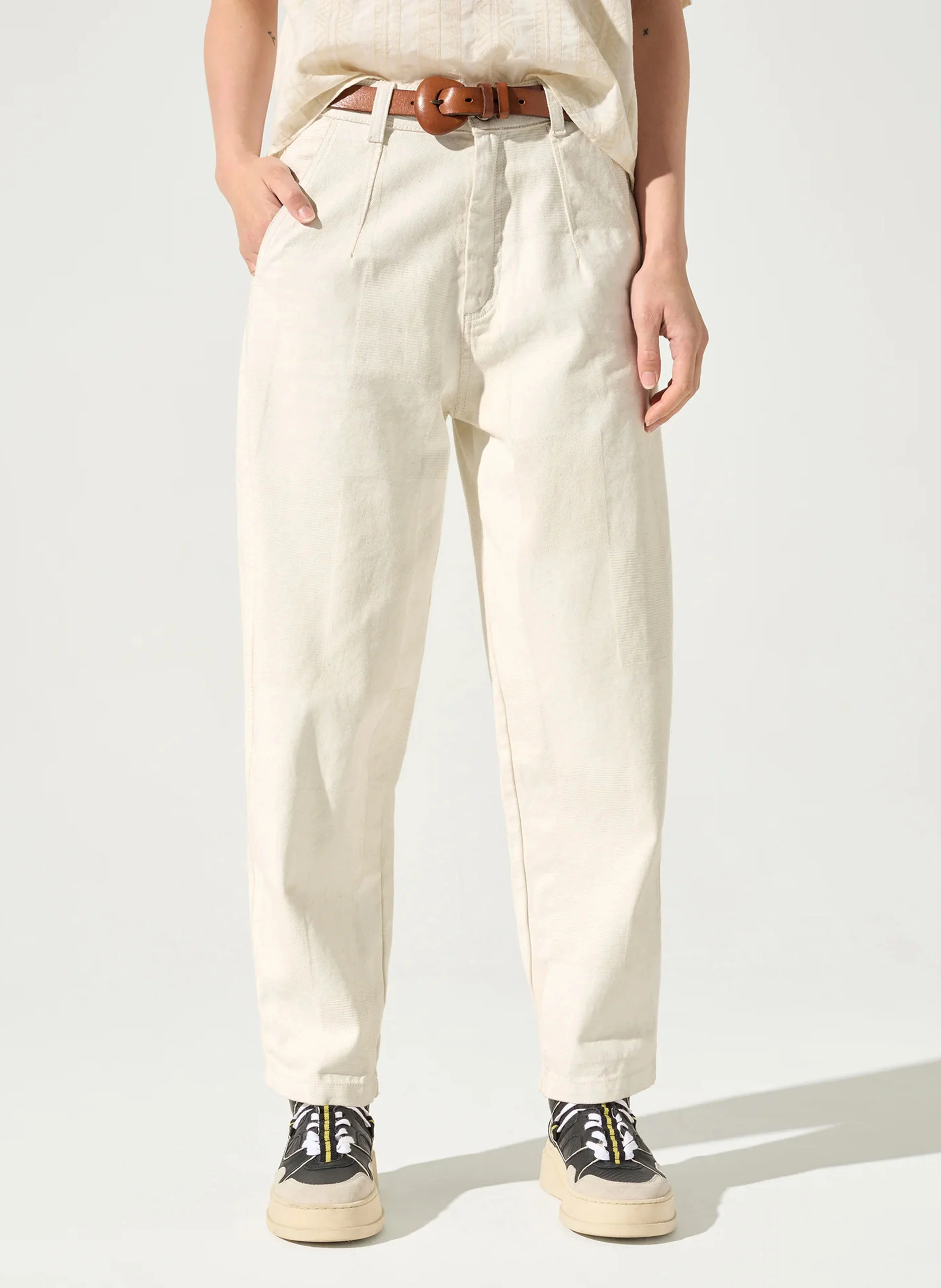 DAN - Pantalon droit en coton | Blanc