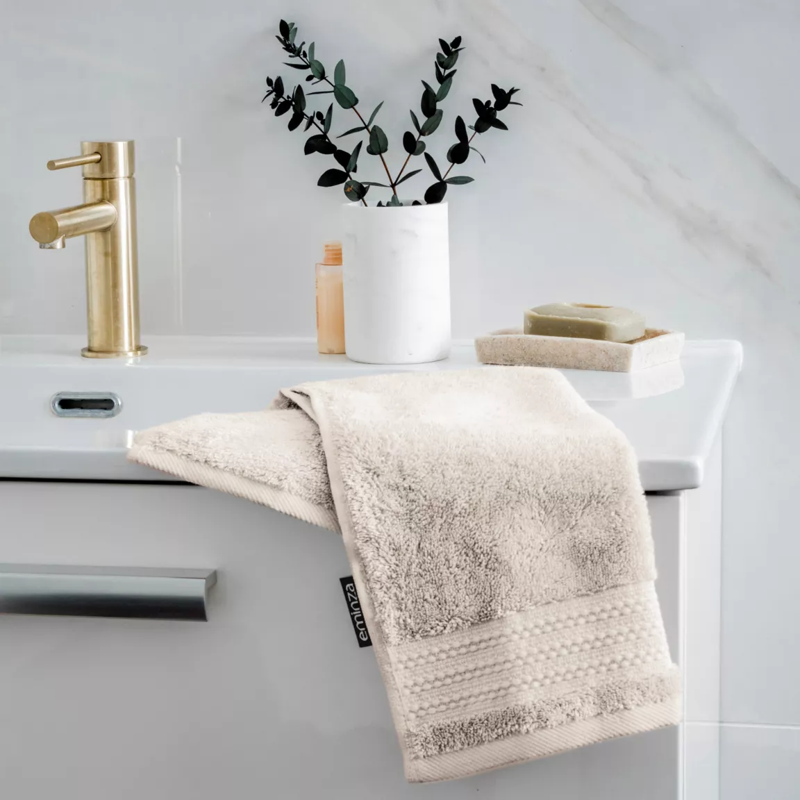 Serviette de bain coton bio (30 x 50 cm) Méline Beige pampa