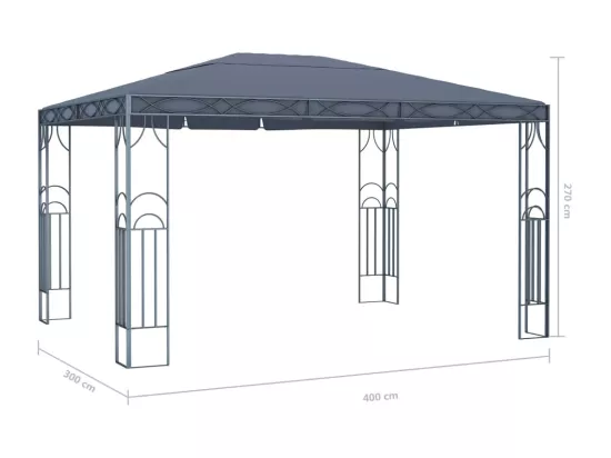 Tonnelle avec guirlande lumineuse à LED 400x300 cm Anthracite