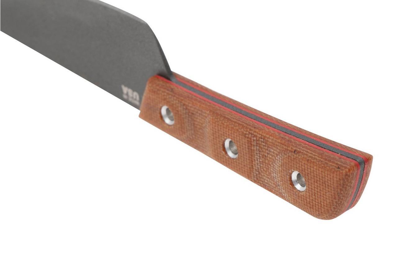TOPS Knives Frog Market Special Mini FMSM-01, 1095 Tungsten Cerakote, Tan Canvas Micarta, jachtmes