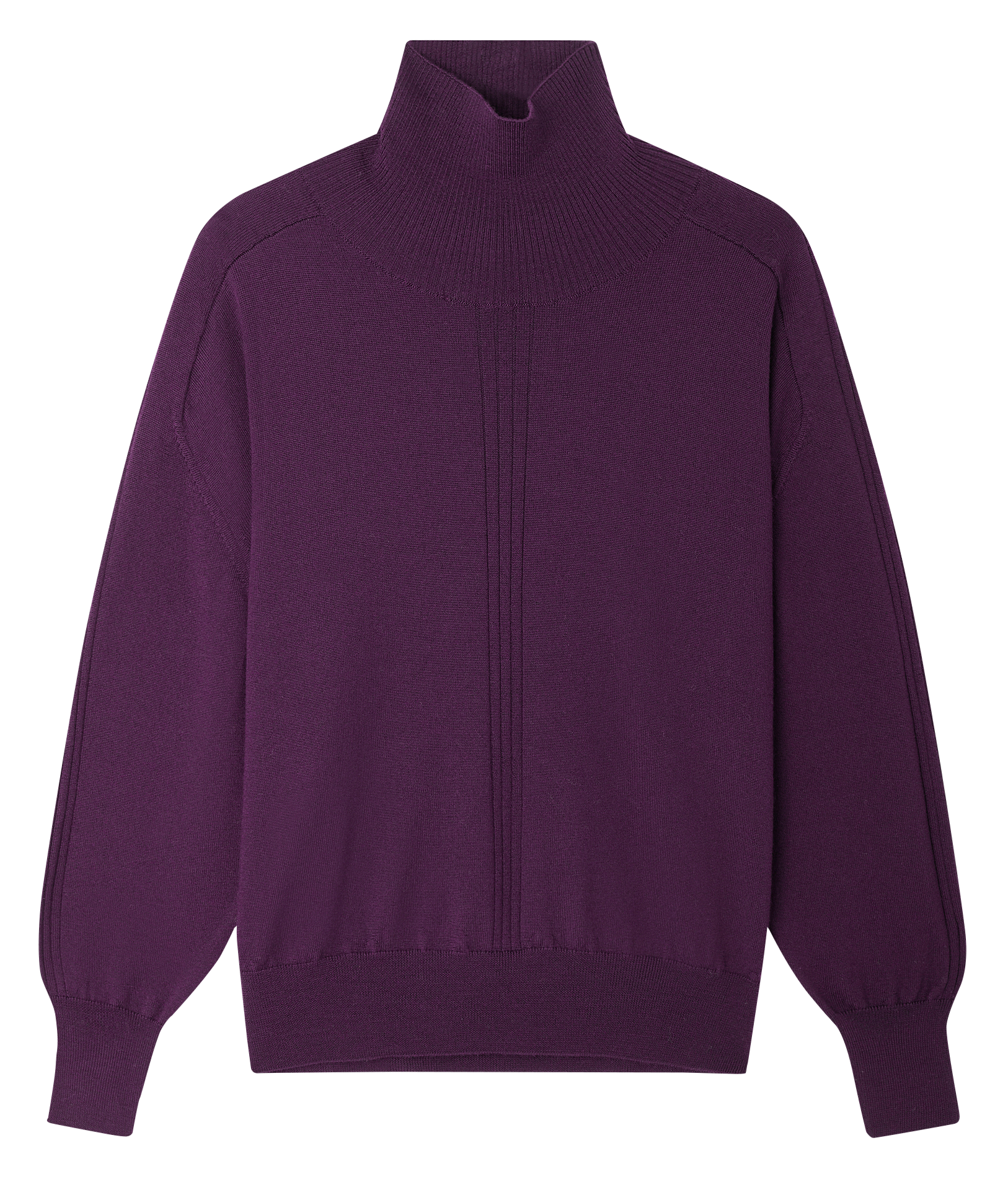 NORD - Pull ample à col montant en laine | Violet