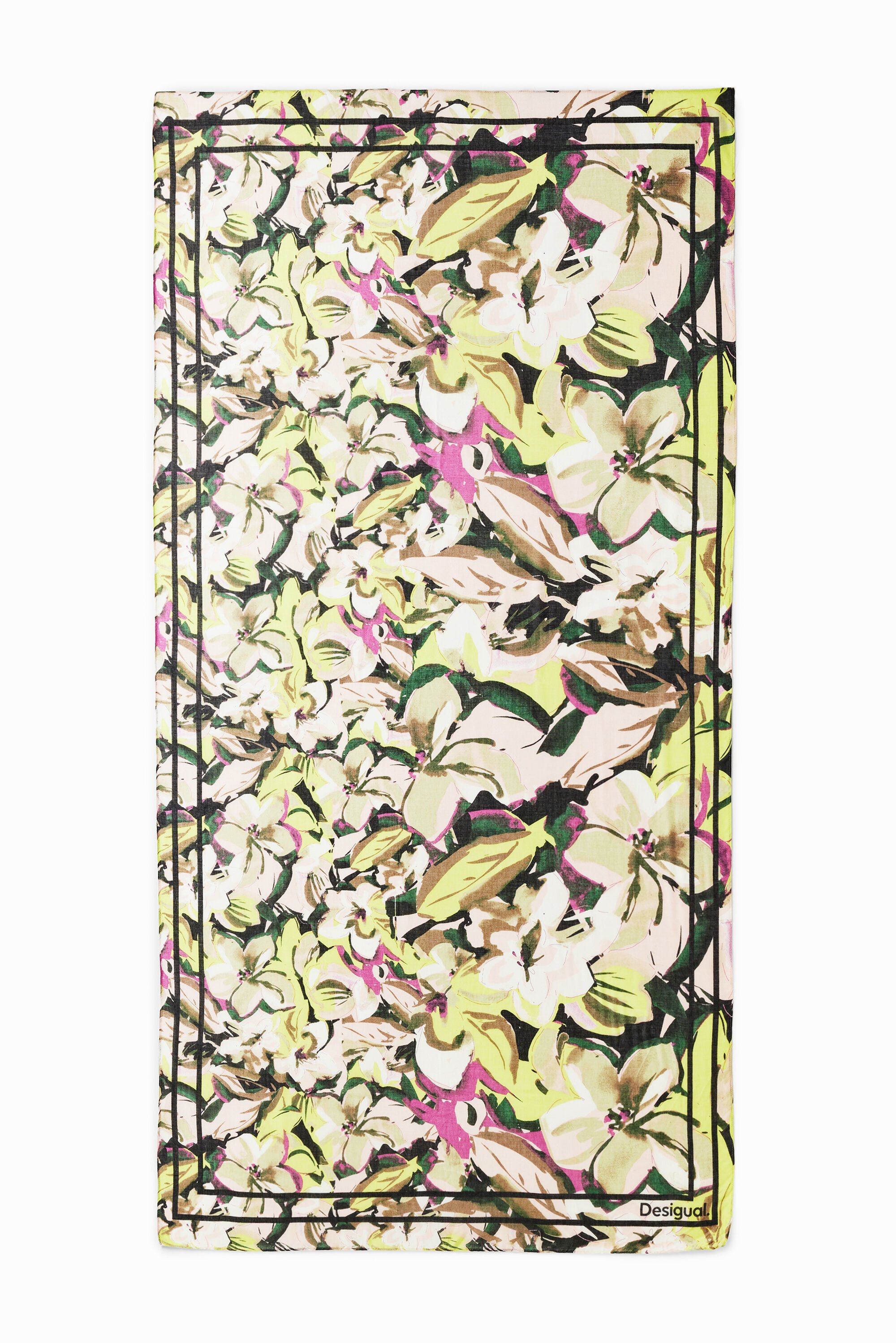Foulard rectangulaire fleurs