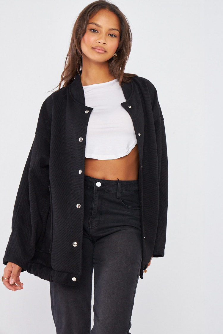 Veste effet bomber texturée noire