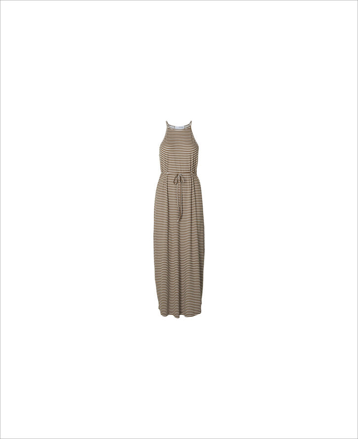 Selected Femme SLFANOLA SL STR ANKLE DRESS Coca mocha/snow white