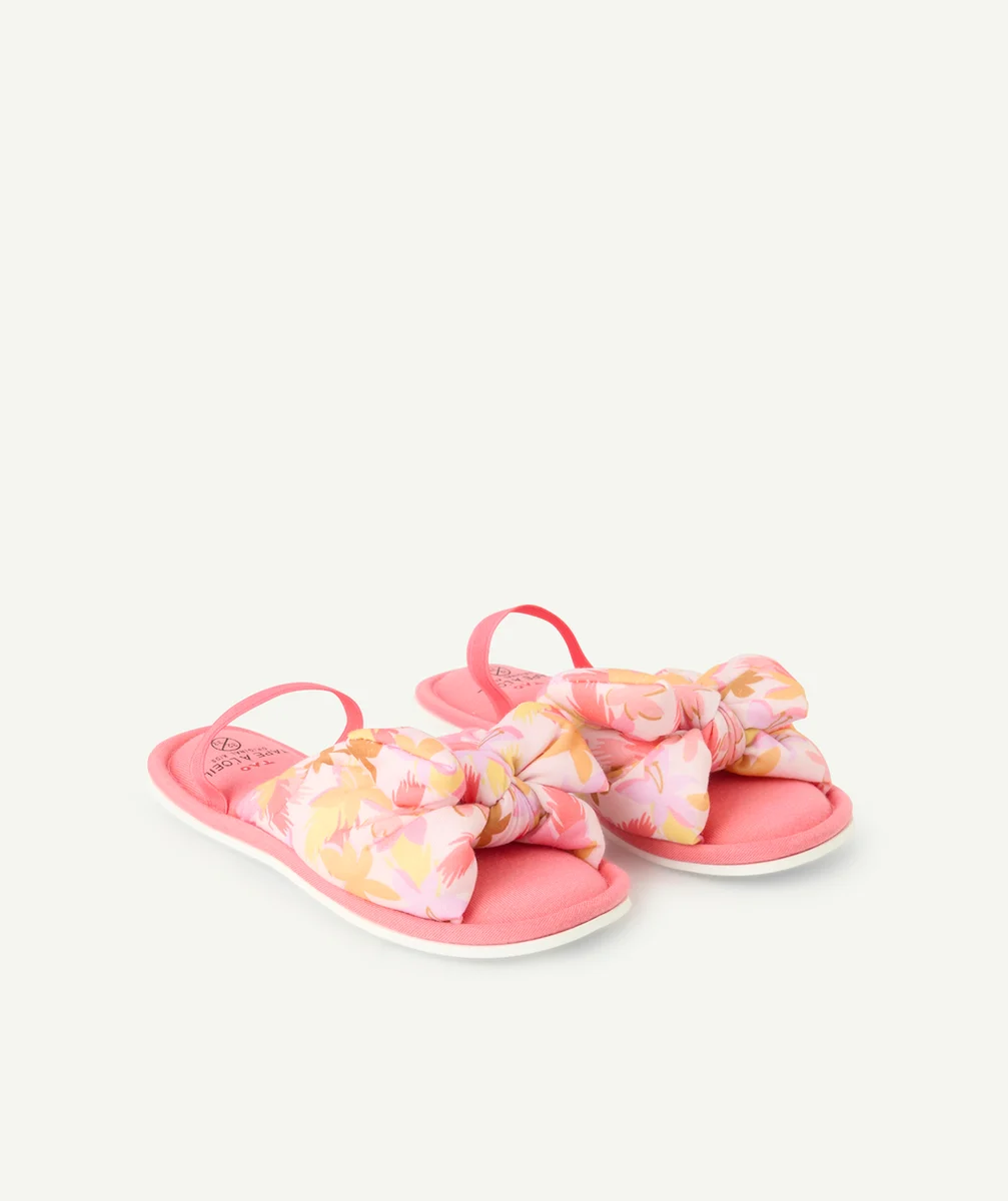 chaussons fille rose ouverte imprimé fleuris