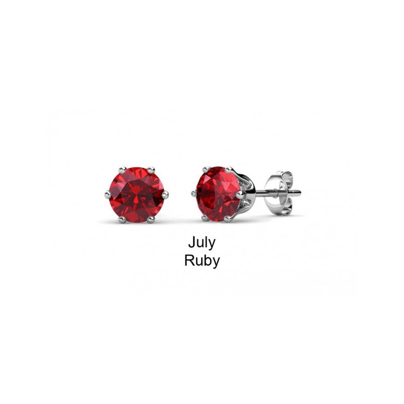 Boucles d'oreilles Birth Stone Juillet - Argenté et Rouge